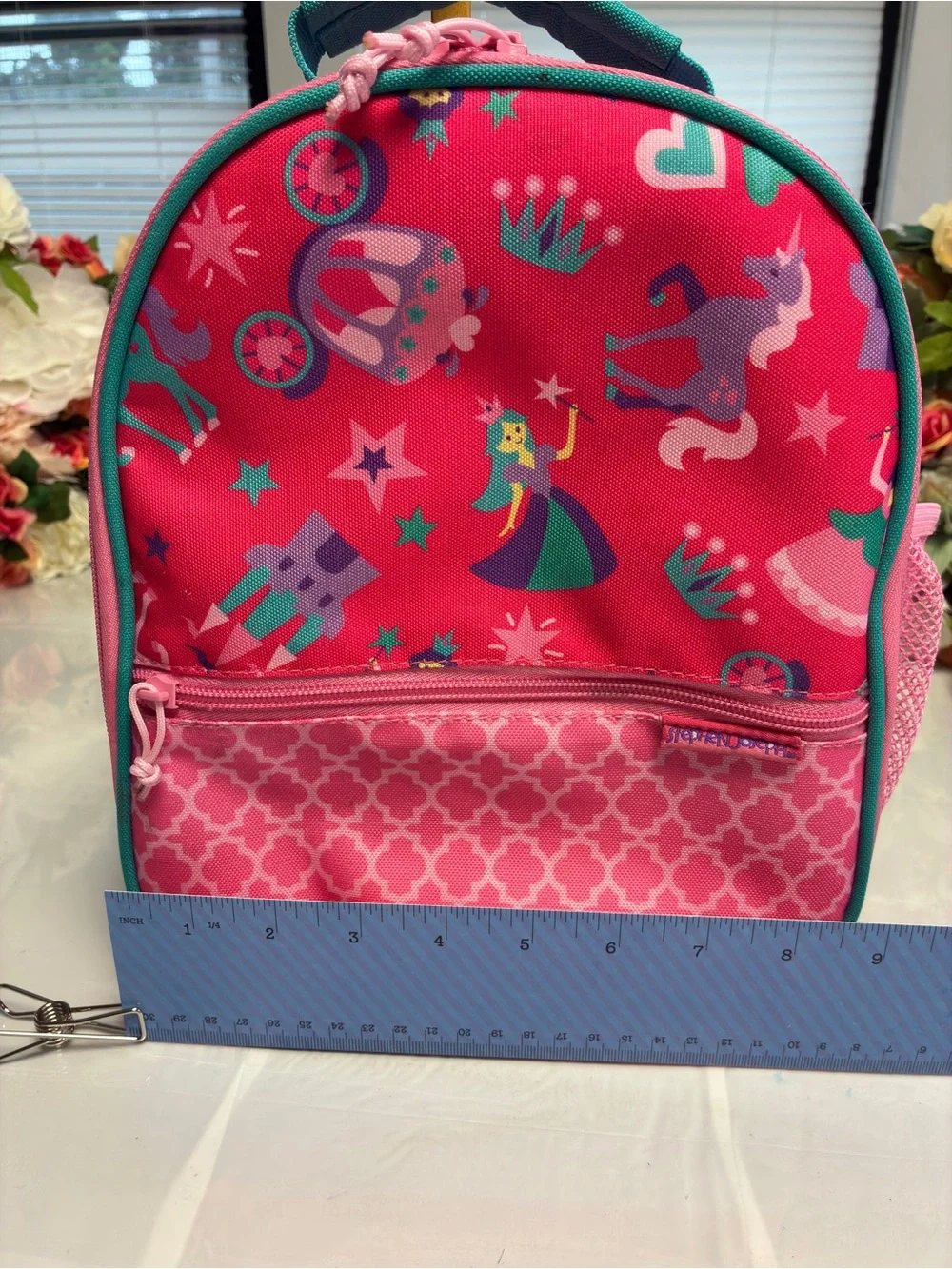 Stephen Joseph Princess Insulated Lunch Box Pink Teal Kids Zip Lunch Bag Pocket